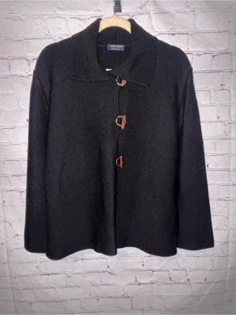 Saint James Black Wool Toggle Sweater women’s size L